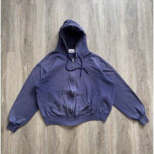 Rare Vintage 90s Bassett Walker Full Zip Hoodie Purple Sun Fade XL Gym Run Yoga